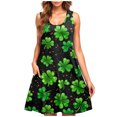 thumbnail image 2 of LYEAA Midi Dresses for Women Plus Size St Patricks Day Sleeveless Casual Elegant Loose Sundress Crewneck Shamrocks Print Fashion Flowy Summer Beach Holiday Comfortable Tank Dress with Pockets Black S, 2 of 5
