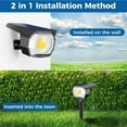 thumbnail image 4 of Peasur - Juego de 2 focos solares para exteriores, impermeables, 2 en 1, con encendido y apagado automático, iluminación solar para exteriores, patios, paredes, jardines, caminos (blanco cálido), 4 of 8