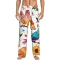 thumbnail image 2 of Goofa Flowers Birds And Butterflies Printed Soft Pajama Pants for Men, Wide Leg Comfy Casual Lounge Yoga Pants-Small, 2 of 9