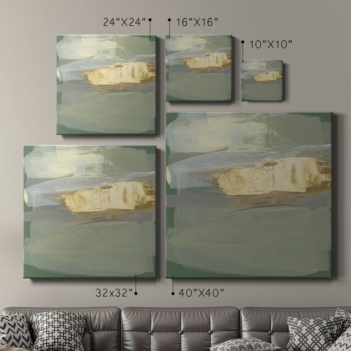 Wexford Home Sage & Gold Swipe IV-Premium Gallery Wrapped Canvas, 32" x 32" - Ready to Hang