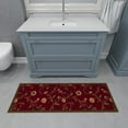 thumbnail image 6 of Ottomanson Floral Bathroom Runner Rug 20" x 53" - Non Slip Low Pile Carpet, Red, 6 of 13