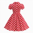 thumbnail image 4 of Girls Swing Dresses Kids Short Sleeve Lapel Doll Children Dot Pattern Zipper Back A-Line Cute, 4 of 9