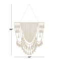 thumbnail image 3 of DecMode White Cotton Handmade Intricately Weaved Macrame Wall Decor with Beaded Fringe Tassels, 3 of 8