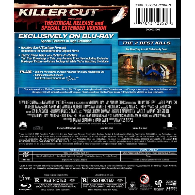 Friday the 13th Killer Cut Extended Edition Horror Movie (Blu-ray