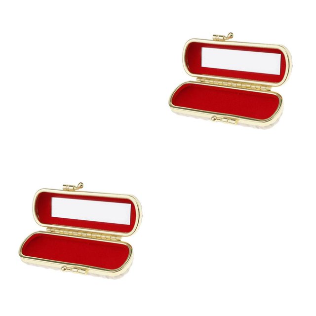 Advancent Leather Lip Gloss Case Storage Mirror Balm with Box Holder Type1