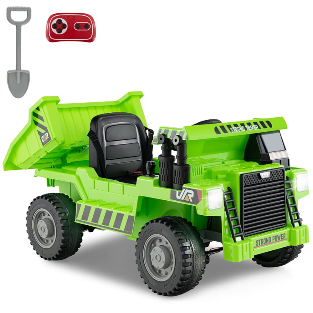 CIPACHO Kids Ride on Dump Truck 12V Ride on Car with Electric Dump Bed, Battery Powered Electric Ride on Car, 4-Wheeler Quad Car Toy, Green