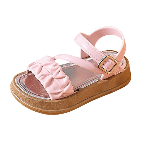 KPOPLK Kids Summer Slide Sandals Baby Comfort Anti-Slip Open Toe Adjustable Walking Beach Shower Shoes for Girls Size 8.5,Pink
