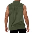 thumbnail image 5 of Inglocry Mens Button Down Summer Shirts Sleeveless Cotton Linen Beach Tank Top Basic Solid Work Dress Shirt Army Green S, 5 of 6
