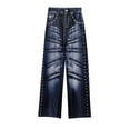 thumbnail image 5 of WTOBBY Women's Casual Print Jeans, Sporty Jeans Style Pants with a Comfortable and Relaxed Fit, Ideal for Leisure Activities and Everyday Wear,Gray 2XL, 5 of 8