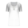 thumbnail image 4 of wlynlyn Going out Tops for Women Short Sleeve Round Neck Button Slim Tight Ribbed Knit Dressy Casual T-Shirt, 4 of 4