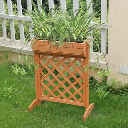 Pretty Flower Bed - Costway Outdoor Garden Fir Wood Raised Bed Planter Stand Flower Yard Landscape Box