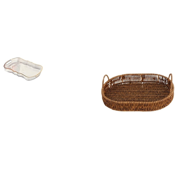 Bandeja Para Servir Alimentos, Bandeja Para Tocador De Baño, Bandeja Para Frutas, Bandeja Para Comida De Cafetería, Bandeja Para Guardar Cosméticos Para Desayuno, Cesta Tejida De Mimbre,