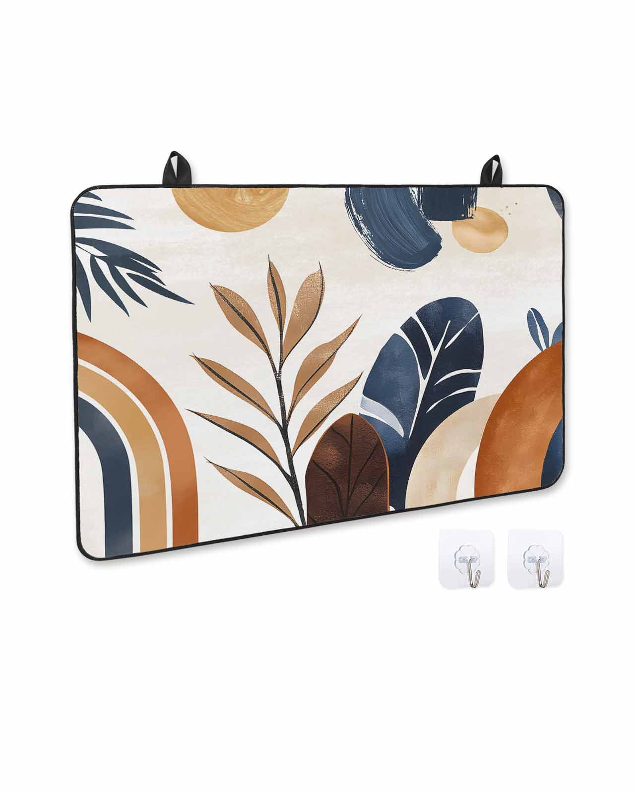 nqOlkjepod Large Induction Cooktop Protector Mat 36"x21", Bohemian Stove Top Covers for Electric Stove, Boho Botanical Palm Leaf Abstract Geometric Stove Burner Cover Mats, Glass Top Stove Cover
