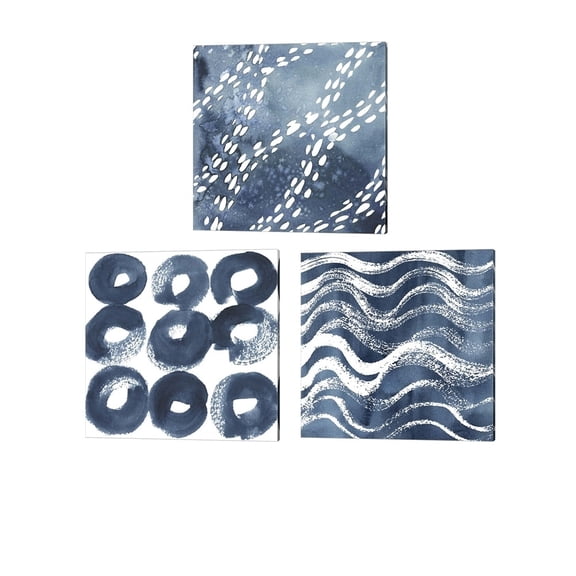 Metaverse Grace Popp 'Indigo Ripple A' Canvas Art (Set of 3)