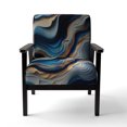 thumbnail image 4 of Designart "Flowing Vibrant Blue and Gold Art II" Blue Modern Upholstered Accent Chair - Modern Arm Chair For Bedroom, 4 of 5