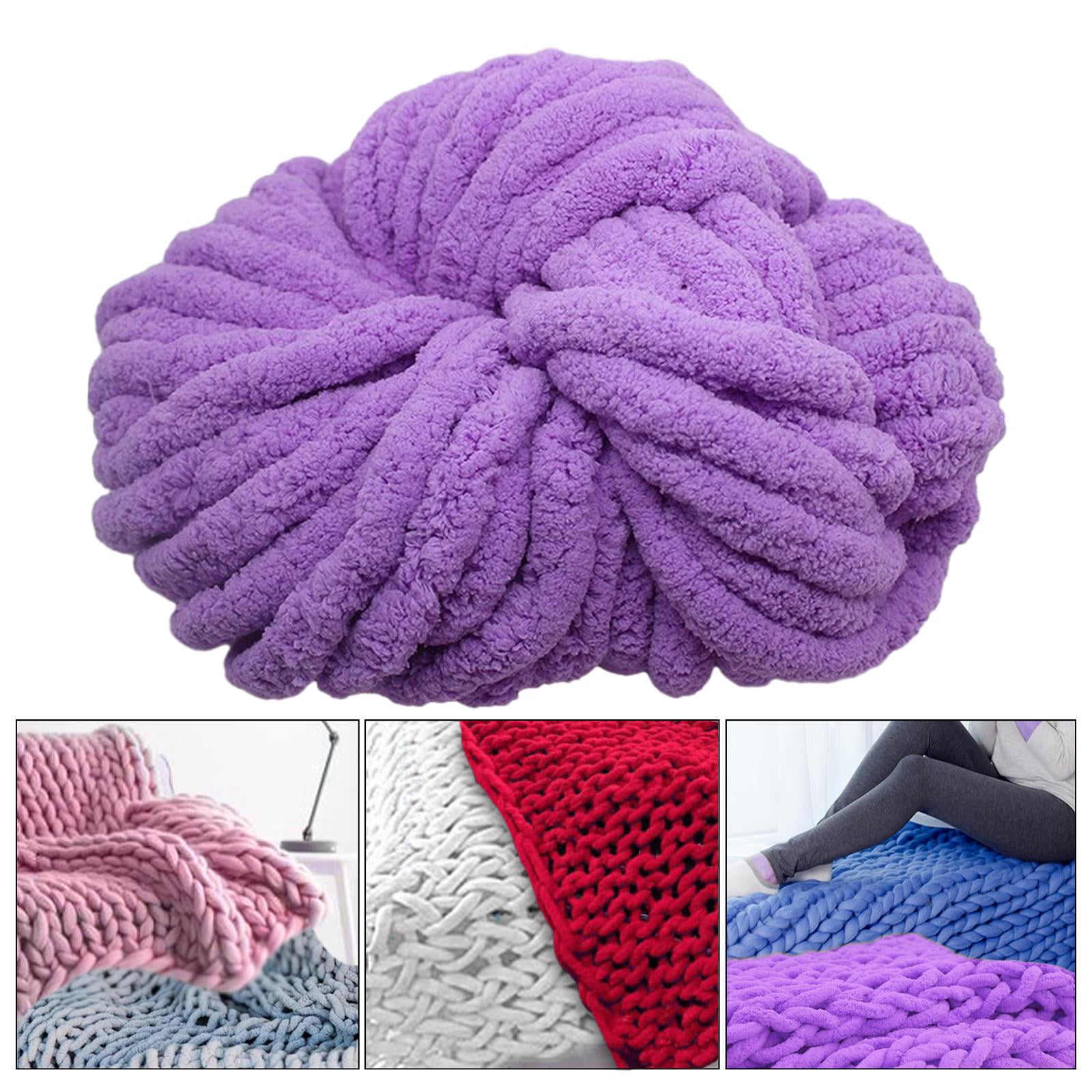 Abbraccia Chunky Chenille Yarn Acrylic Fibers Gauge 7 Jumbo Giant Washable Bulky Yarn Thick Yarn for Sofa Throw Crocheting Hat Blanket Light Violet