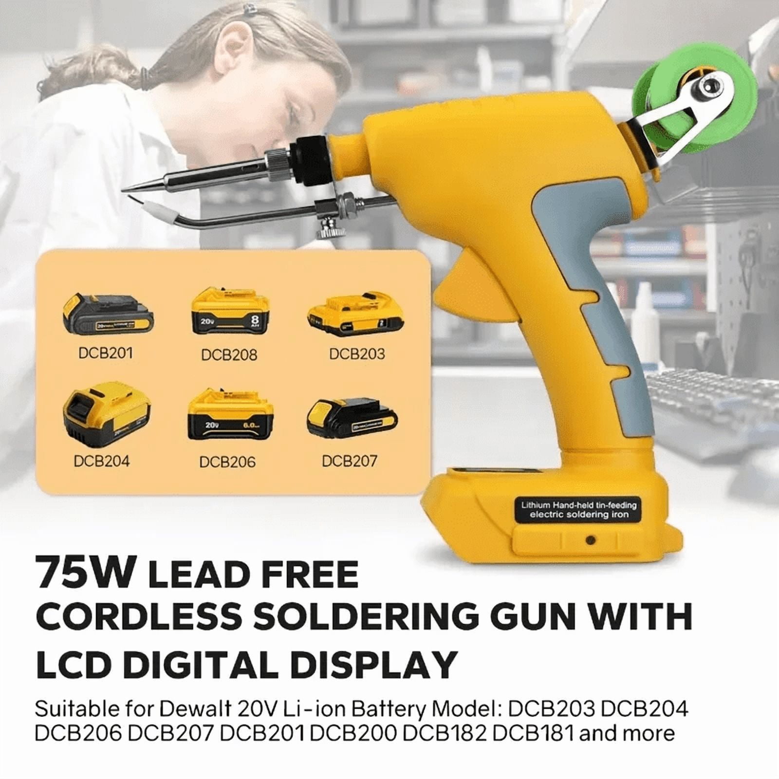 75W Cordless Soldering Iron Kit for De.walt 20V Battery Fast Welding Tool LCD Digital Display Electric Solder Gun (No Battery)