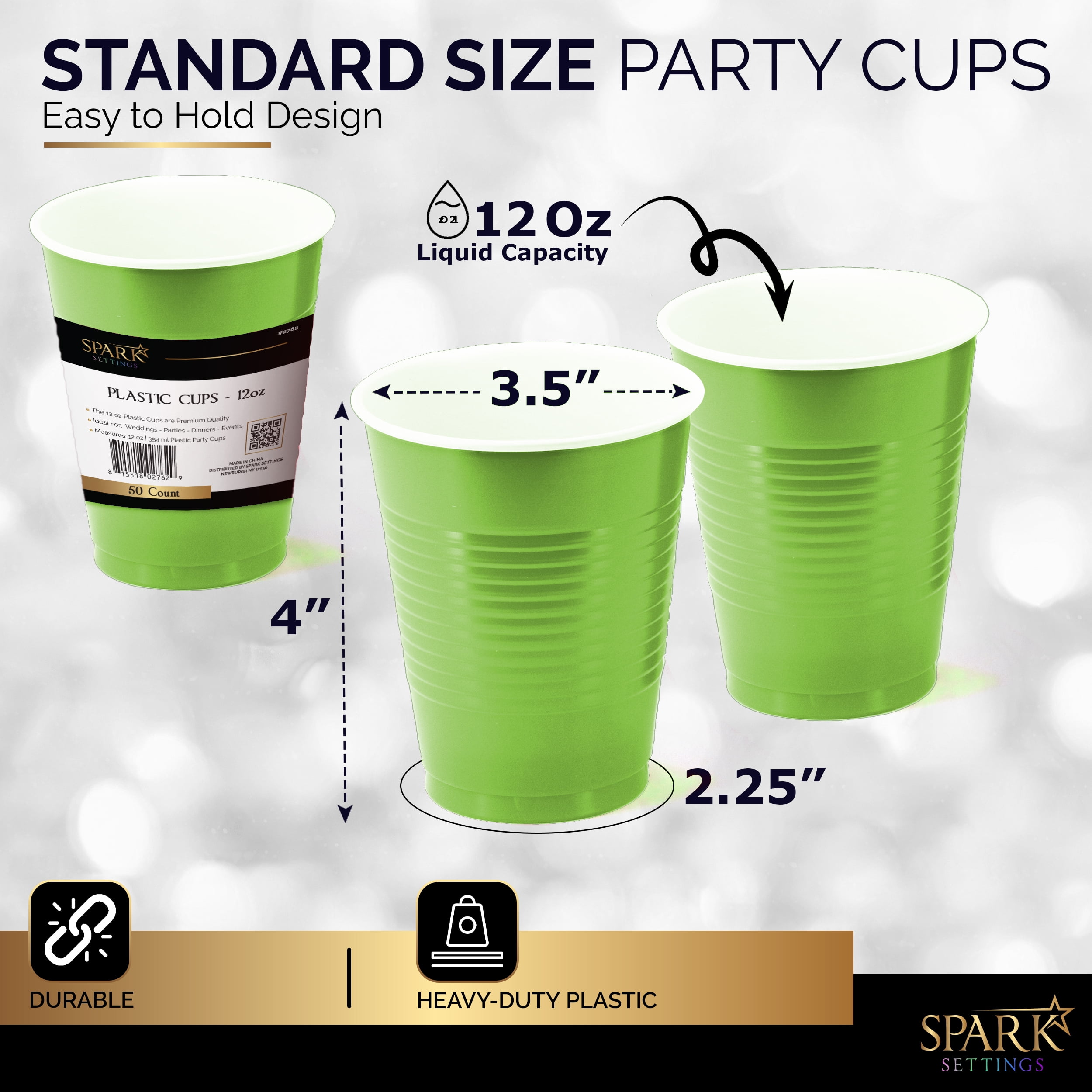 DecorRack 120 Party Cups 12 oz Disposable Plastic Cups for