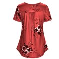 thumbnail image 4 of Baohd Blouse à Manches Courtes et Col Rond Imprimée pour Femmes Rouge TTG, 4 of 6