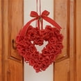 thumbnail image 6 of QianGlow Heart Shaped Wreath Floral Rose Artificial Garland Door Wreath 16 Inches, Home Wedding Valentine's Day Decoration Red,as shown, 6 of 7