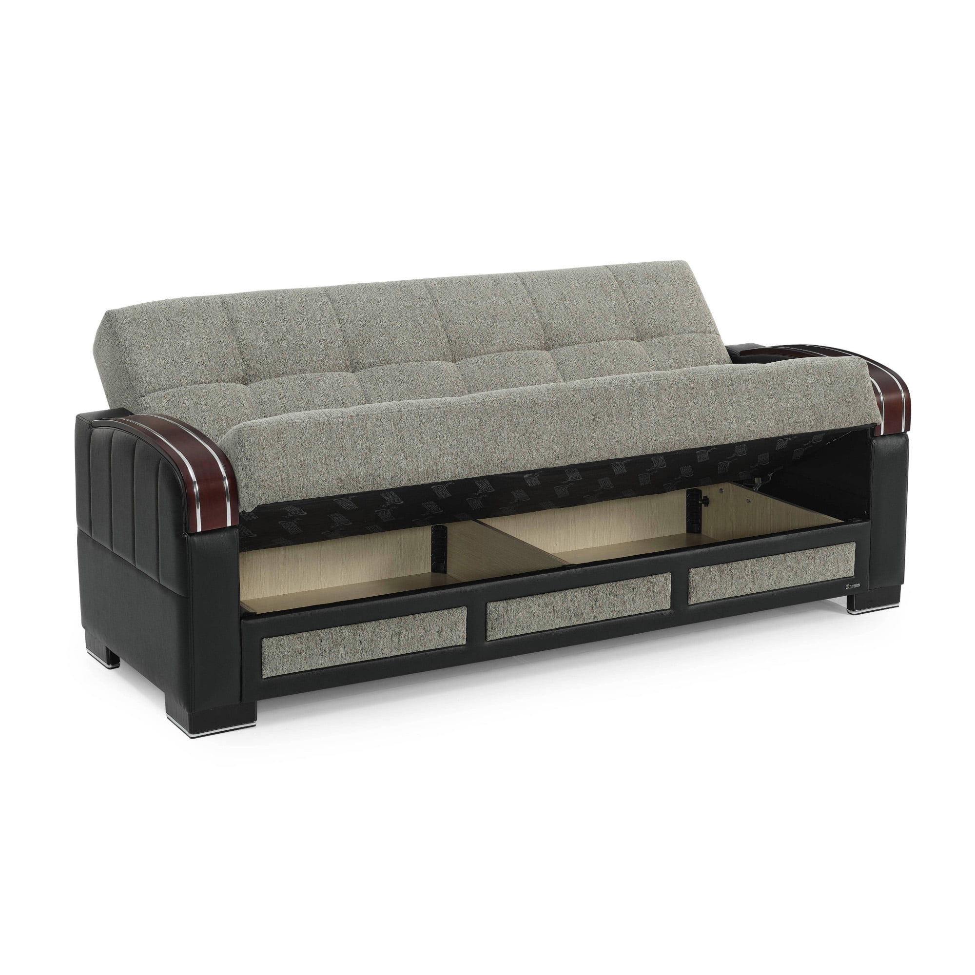 Ottomanson 87" Convertible Sofa Couch for Living Room, Chenille Modern Sofa Bed with Storage, Gray