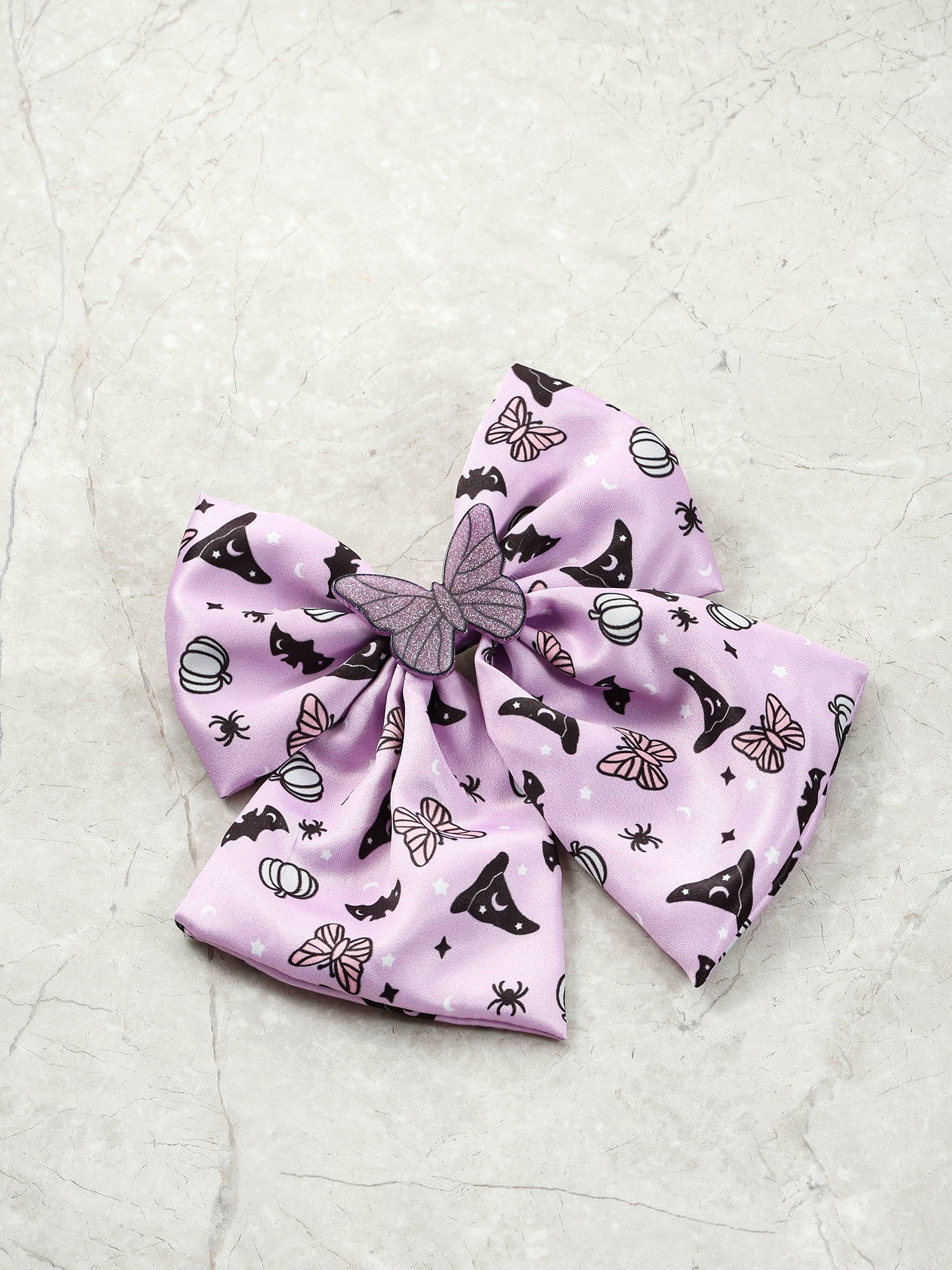 Way to Celebrate Halloween Hair Bow with Butterfly Embellishment, Purple, 1 Piece