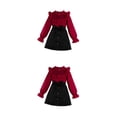 thumbnail image 3 of Jumpingount Conjuntos de ropa informal para niñas, atuendo de otoño, ropa de cuello redondo, manga larga, plisado, con volantes, parche de malla, Type1 NO1, 3 of 4
