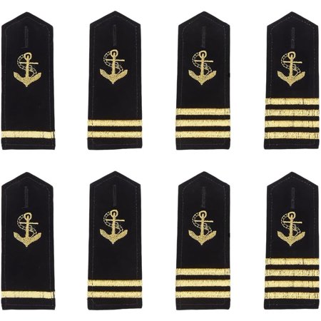 4 Pairs 4 Styles Navy Sailor Epaulets Professional Uniform Epaulets One to Four Bars Sailor Shoulder Boards Polyester Fiber Epaulettes for Cosplay Party Stage Performance
