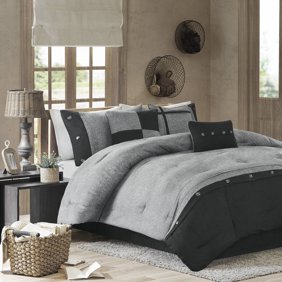 Home Essence Powell 7 Piece Printed Faux Suede Comforter Bedding