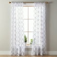 thumbnail image 4 of Better Home & Garden Quatrefoil Embroidery Indoor Polyester Sheer Rod Pocket Single Curtain, Grey, 50"x84", 4 of 5