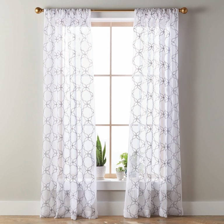 Better Homes & Gardens Quatrefoil Embroidered Sheer Curtain Panel photo 4
