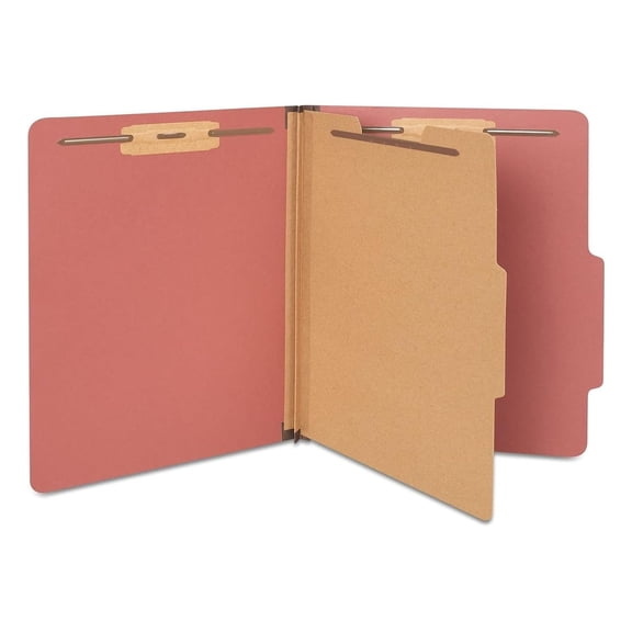 Gexandy Colored Pressboard Classification Folders, Letter, 1 Partition, Red, 20/Pack