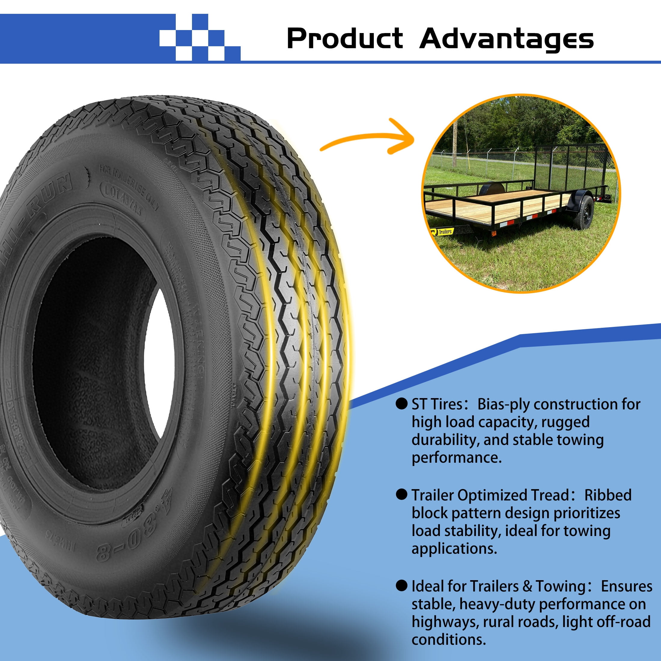 Hi-Run 2 Set SU01 4.80-8 4PR Boat Trailer Tire