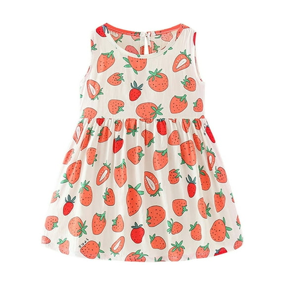 Odeerbi Girls Dress Baby Girls Clothes Summer Toddler Sleeveless Dress Graphic Print Children's Clothing Multicolor