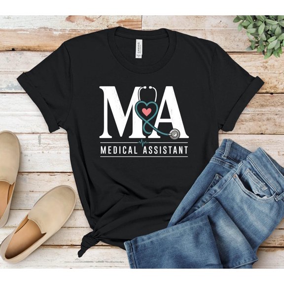 Distressed Medical Assistant Heart Graphic T-Shirt Size S-5XL