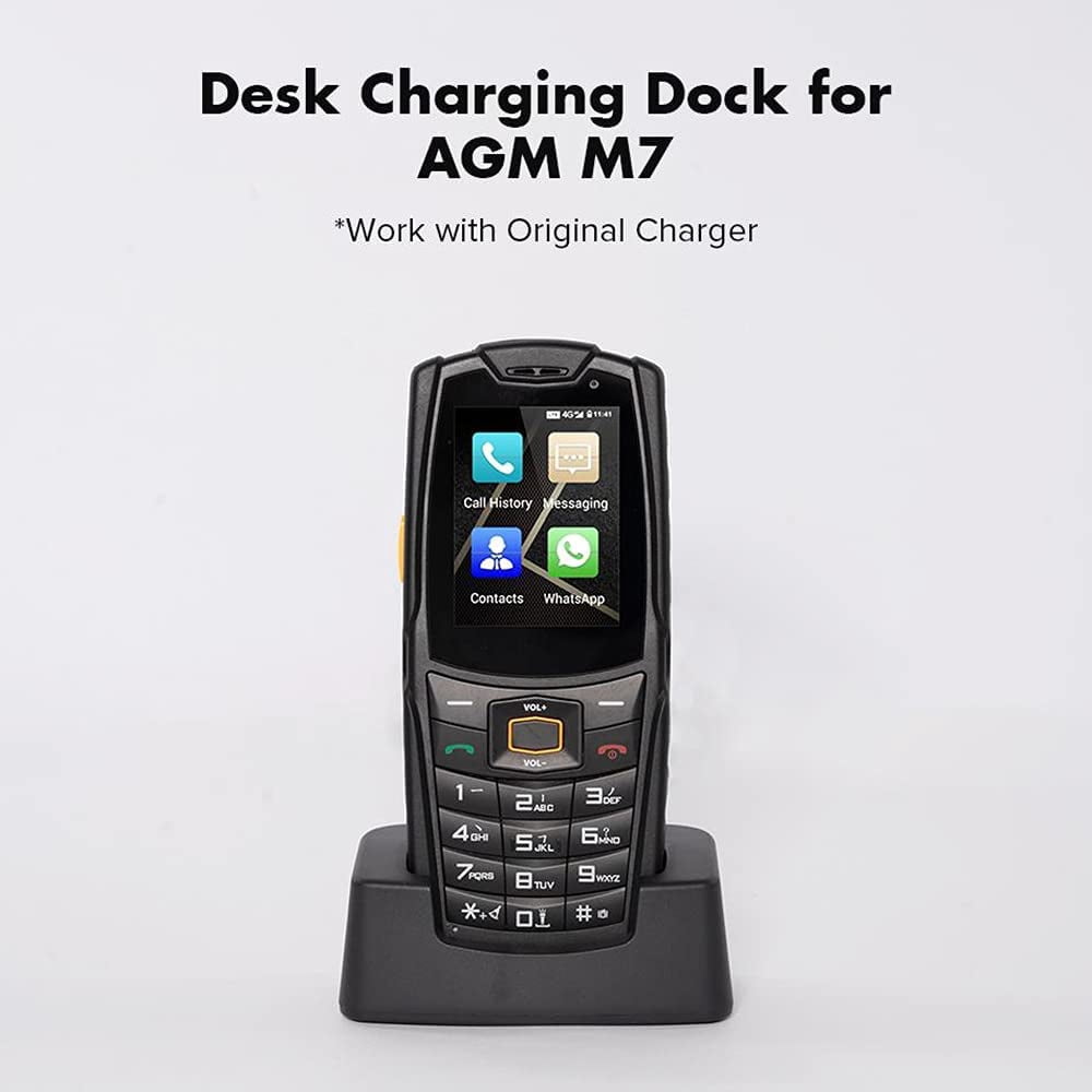 AGM Original Desk Charging Dock Station Phone Holder Type-C USB Reversible Port Anti-Skid 5V 1A Input Charger Wireless Charger Stand for AGM M6 M7 Rugged Phones (Black)
