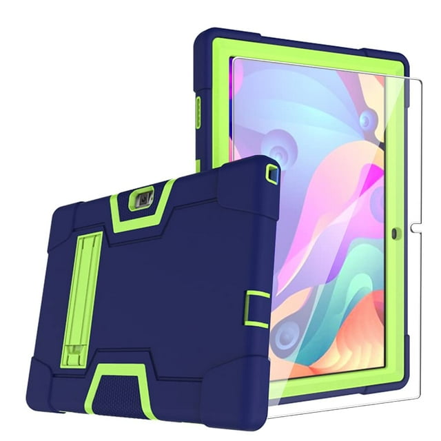 Mignova for Vankyo matrixpad s30 10 Inch Case,Hybrid Heavy Duty Shockproof Rugged Protective Case with Stand for Vankyo MatrixPad S30 10 Inch+Tempered Glass Screen Protector (Navy/Green, 1 Pack)