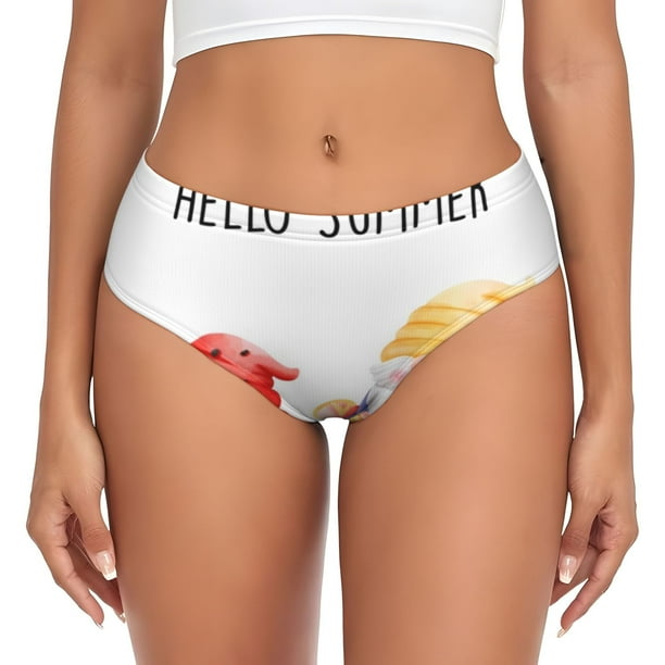 Balery Summer Gnome Ropa Interior de Algodón para Mujer con Dibujo – Braguitas Cómodas y Elásticas, Estilo Clásico-Large