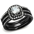 thumbnail image 1 of Alamode TK3048-10 Femmes IP Noir Bague en Acier Inoxydable avec AAA Grade CZ en Clair - Taille 10, 1 of 1