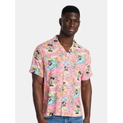 Disney, Men's & Big Men's Graphic Button-Up Shirt, Mouse Beach, Sizes XS-5XL