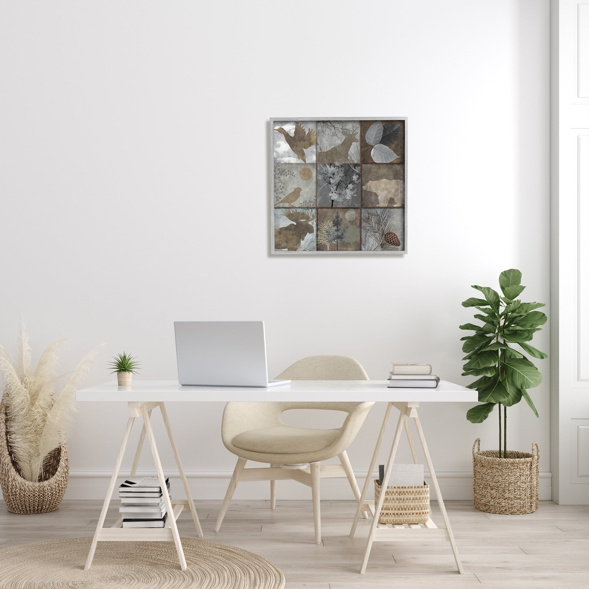 Stupell Industries Rustic Woodland Animal Square Collage Brown Grey Forest, 24 x 24, Design by Sophie 6