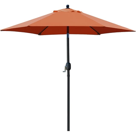 Bibana 7.5  Patio Umbrella Outdoor Table Market Umbrella with Push Button Tilt/Crank  6 Ribs (Orange)