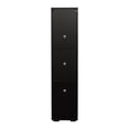 thumbnail image 6 of Side Cabinet with LED Light, 67" High Gloss Storage Cabinet with Doors and 3 Glass Shelves Modern Freestanding Bookcase Wood Display Cabinet with 3 Threading Holes for Living Room Study Room, Black, 6 of 7