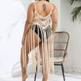 thumbnail image 4 of Aloohaidyvio Plus Size Crochet Cover Up for Women Sleeveless Beachwear Swimwear Fringe Trim Crochet Kimono Cover Up, 4 of 6