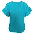 thumbnail image 7 of Conairie Ruffle Sleeve Tops For Womens Solid Loose Crew Neck T Shirts Comfy Soft Basic Blouses Vacation Clothes Sky Blue L, 7 of 7