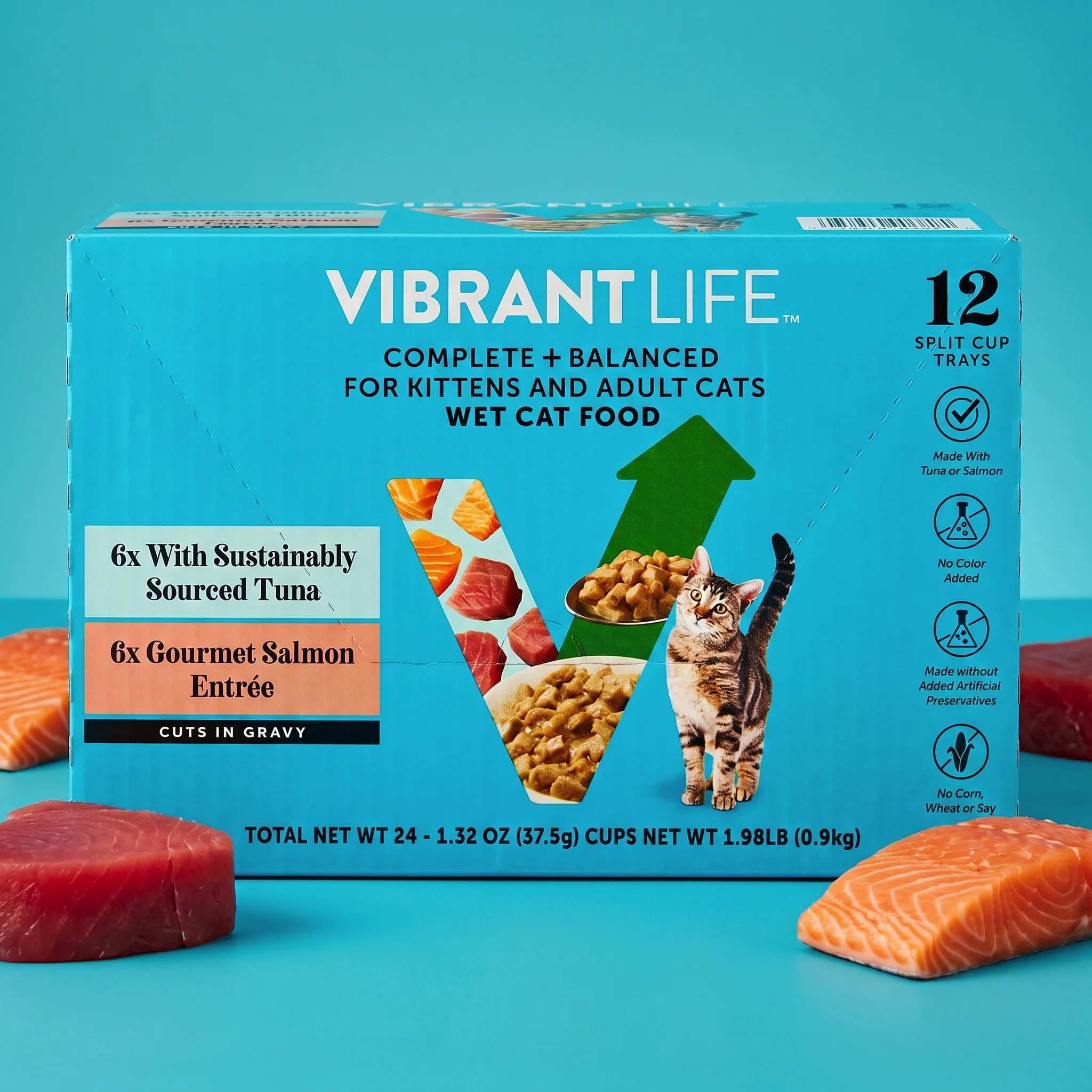 Vibrant Life Tuna & Salmon Cuts in Gravy Wet Cat Food, 12-Pack photo 5