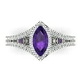 thumbnail image 2 of 1.2ct marquise cut purple natural amethyst 18k white gold halo Bridal Wedding Engagement Promise Anniversary Ring for Women size 10.5, 2 of 7