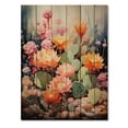 thumbnail image 3 of Designart "Peach Green Cactus Representation Colorfuled Acrylic V" Floral & Botanical Print on Natural Pine Wood, 3 of 5