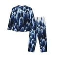thumbnail image 2 of Junzan Blueberry Print Womens Pajama Sets,Long Sleeve Button Down For Women Pjs 2 Piece, 2 of 9