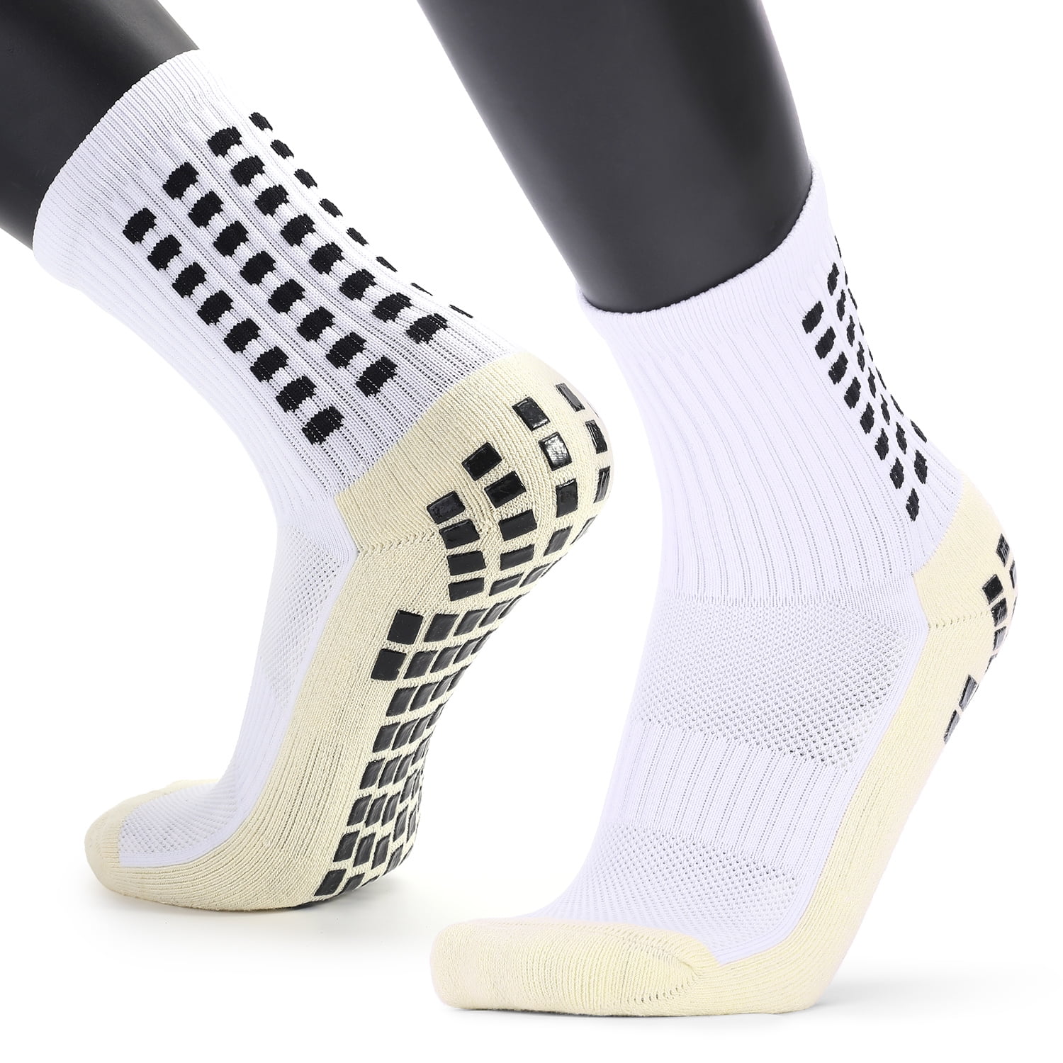 All Sports UNISEX 2 x PAIRS OF Anti Slip Football Socks With Outer Grip Pads 